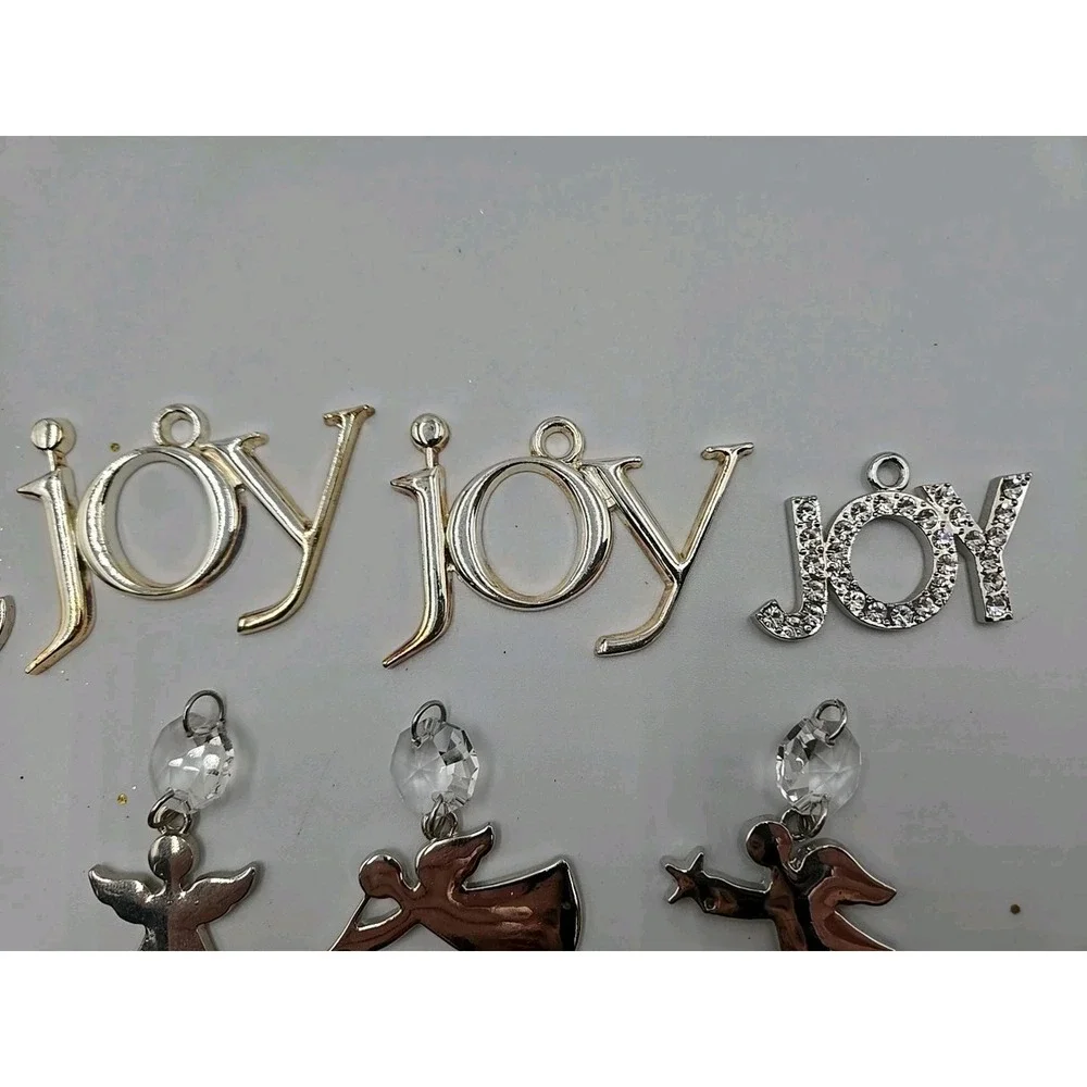 Christmas‎ Holiday Ornament Silver Colored Angels With Crystal Gems Lot Of 17